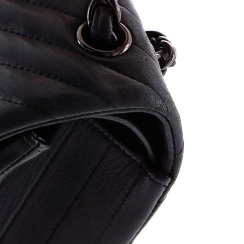 So Black Classic Double Flap Bag Chevron Lambskin Jumbo