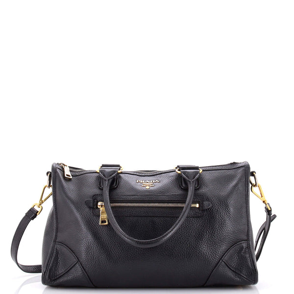 Front Zip Convertible Satchel Cervo Leather Medium