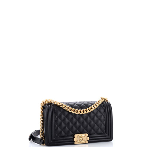 Boy Flap Bag Quilted Caviar Old Medium