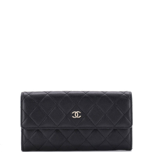 CC French Flap Wallet Quilted Caviar Long