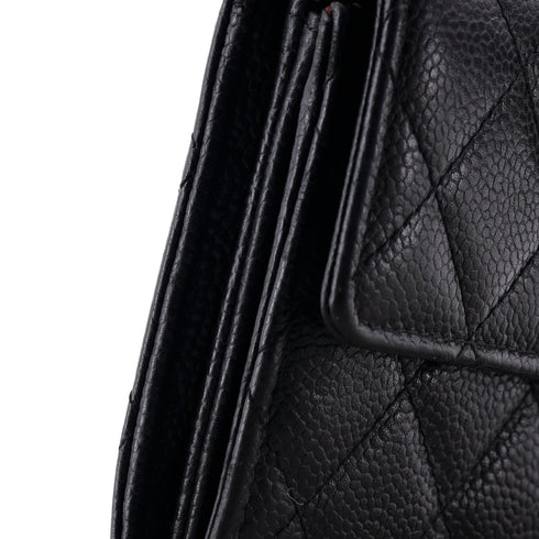 CC French Flap Wallet Quilted Caviar Long