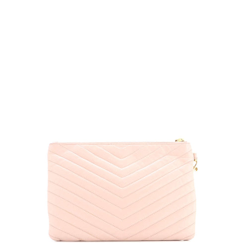 Classic Monogram Wristlet Pouch Matelasse Chevron Leather Small