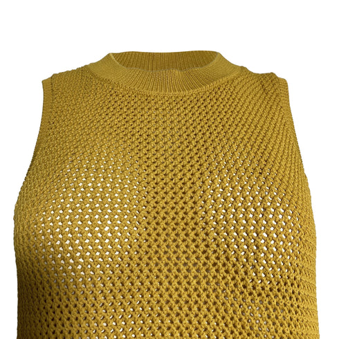 Women's Jason Wu Pointelle-Knit Tunic Sweater In Yellow Viscose