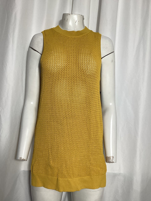 Women's Jason Wu Pointelle-Knit Tunic Sweater In Yellow Viscose