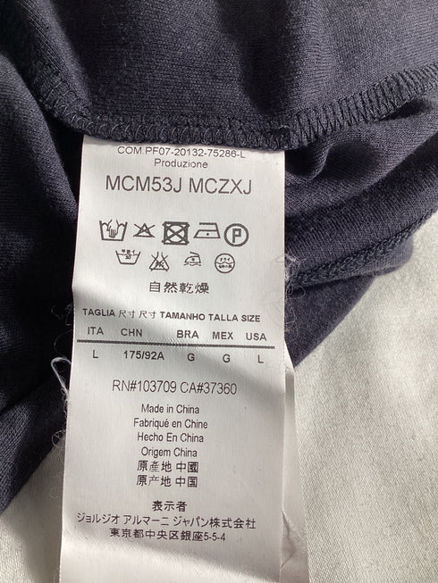 Men's Giorgio Armani Color-Block Sweater in Navy Blue and Grey Cotton