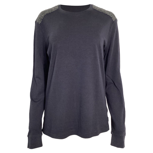 Men's Giorgio Armani Color-Block Sweater in Navy Blue and Grey Cotton