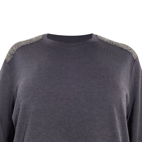 Men's Giorgio Armani Color-Block Sweater in Navy Blue and Grey Cotton