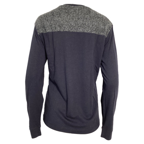 Men's Giorgio Armani Color-Block Sweater in Navy Blue and Grey Cotton
