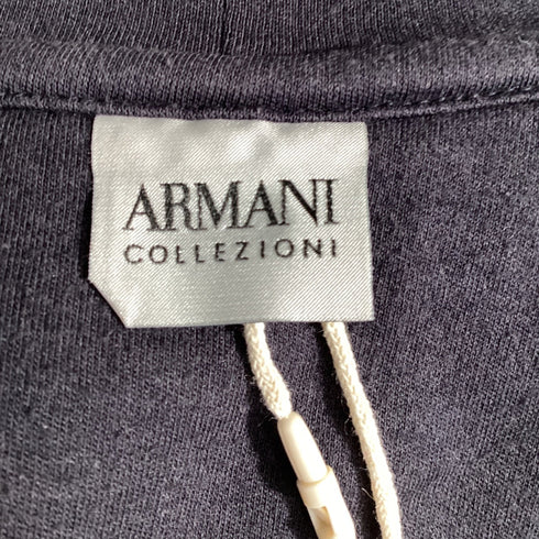 Men's Giorgio Armani Color-Block Sweater in Navy Blue and Grey Cotton