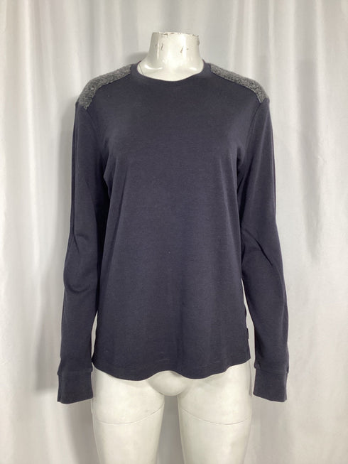 Men's Giorgio Armani Color-Block Sweater in Navy Blue and Grey Cotton