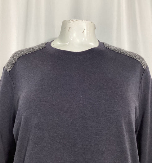 Men's Giorgio Armani Color-Block Sweater in Navy Blue and Grey Cotton