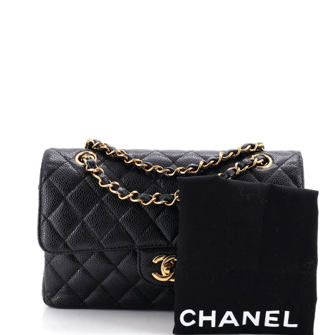 Classic Double Flap Bag Quilted Caviar Small