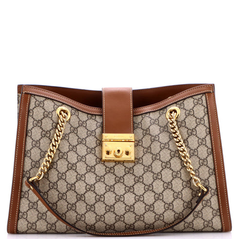 Padlock Chain Tote GG Coated Canvas with Leather Medium