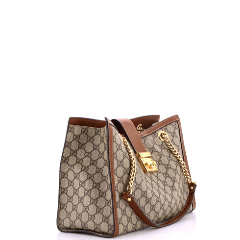 Padlock Chain Tote GG Coated Canvas with Leather Medium