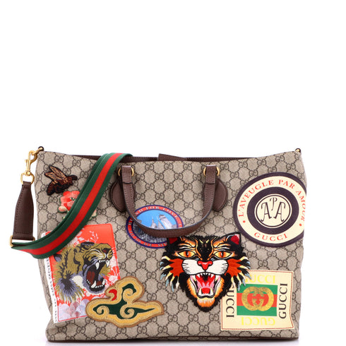 Courrier Convertible Soft Open Tote GG Coated Canvas with Applique Large