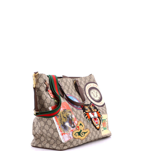 Courrier Convertible Soft Open Tote GG Coated Canvas with Applique Large