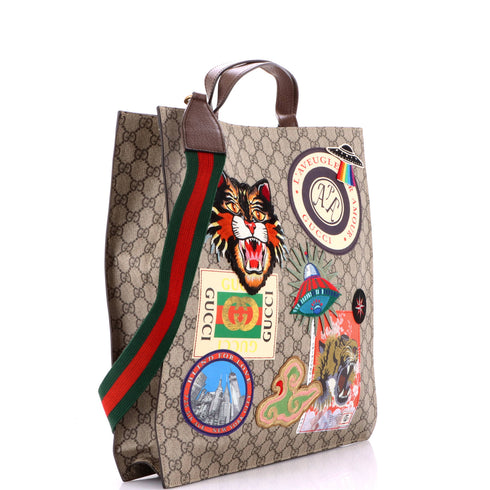 Courrier Convertible Soft Open Tote GG Coated Canvas with Applique North South