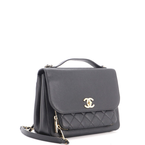 Business Affinity Flap Bag Quilted Caviar Large