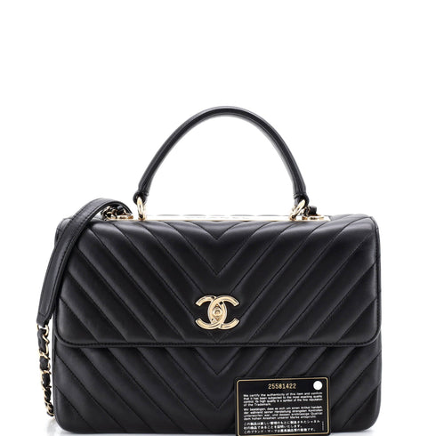 Trendy CC Top Handle Bag Chevron Lambskin Medium