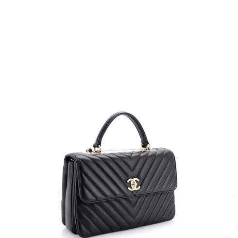 Trendy CC Top Handle Bag Chevron Lambskin Medium