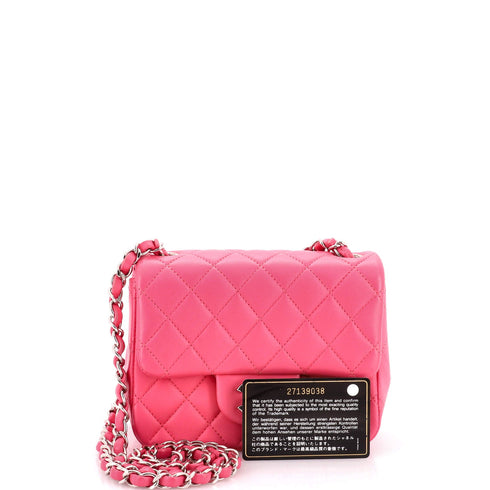 Square Classic Single Flap Bag Quilted Lambskin Mini