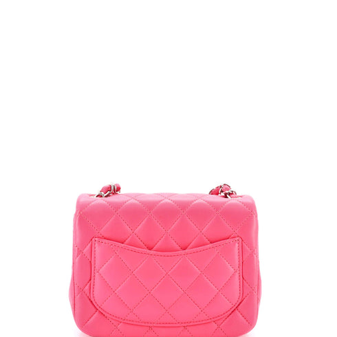 Square Classic Single Flap Bag Quilted Lambskin Mini