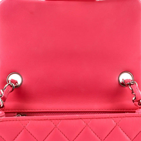 Square Classic Single Flap Bag Quilted Lambskin Mini