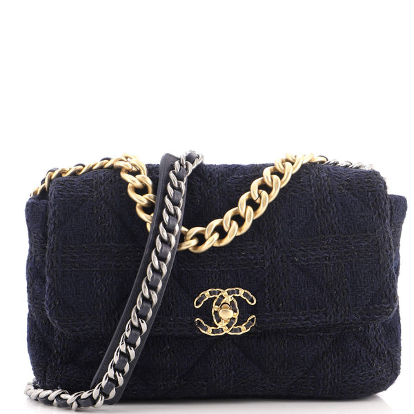 19 Flap Bag Quilted Tweed Large