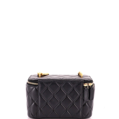 All Slide Long Vanity Case with Chain Quilted Lambskin Small