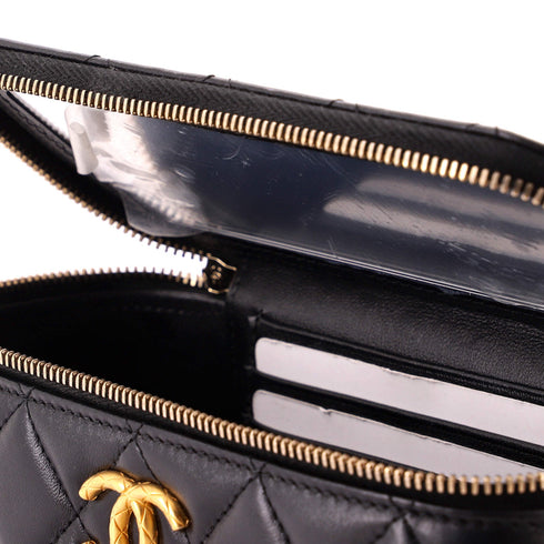 All Slide Long Vanity Case with Chain Quilted Lambskin Small