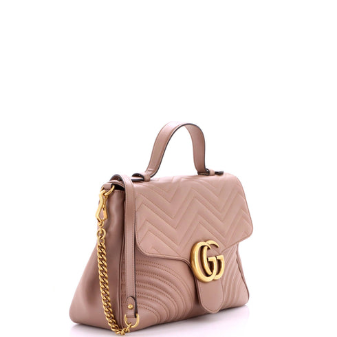 GG Marmont Top Handle Flap Bag Matelasse Leather Medium