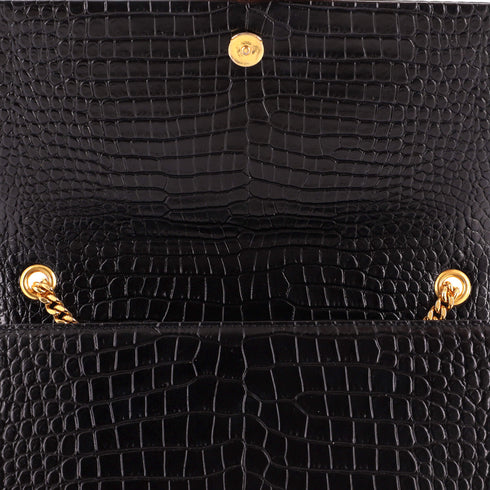 Classic Monogram Tassel Crossbody Bag Crocodile Embossed Leather Medium