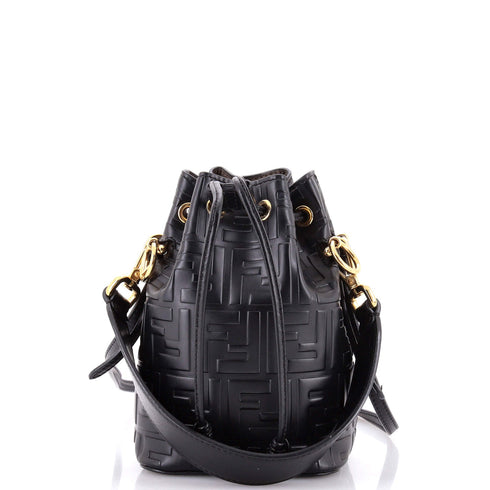 Mon Tresor Bucket Bag Zucca Embossed Leather Mini