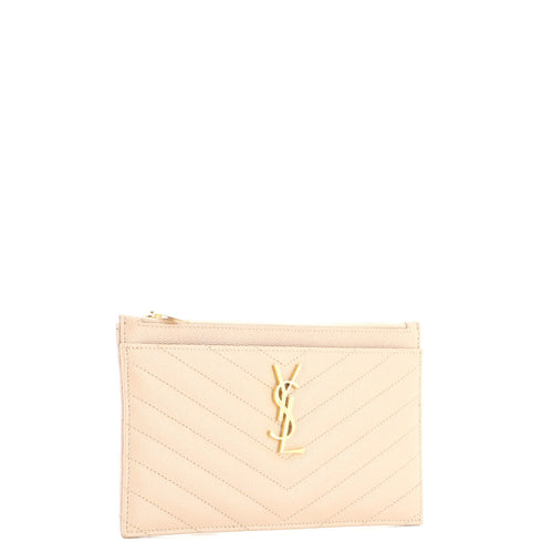 Classic Monogram Zip Bill Pouch Matelasse Chevron Leather Medium