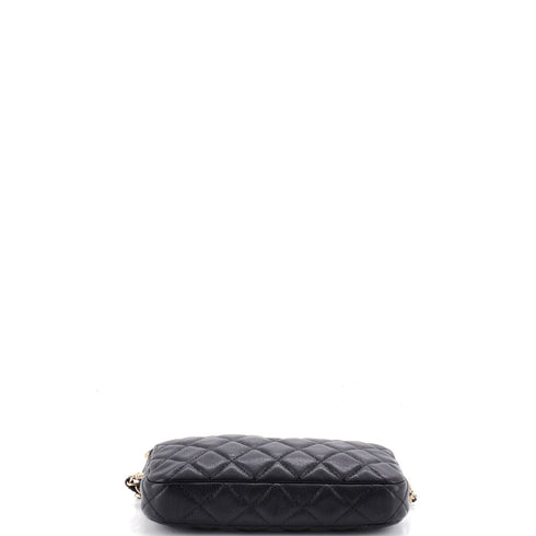 Double Zip Clutch with Chain Quilted Caviar