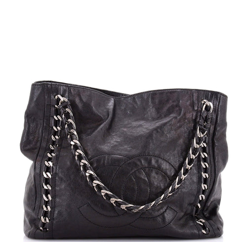Modern Chain Tote Caviar North South