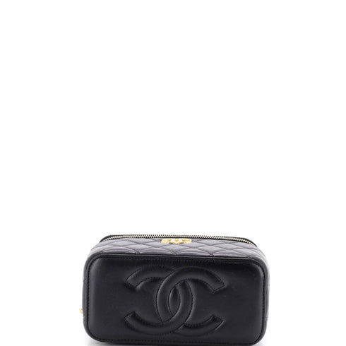 All Slide Long Vanity Case with Chain Quilted Lambskin Small