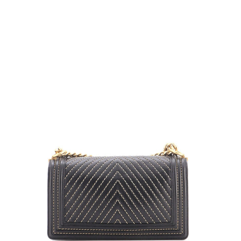 Boy Flap Bag Chevron Calfskin with Micro Chain Detail Old Medium