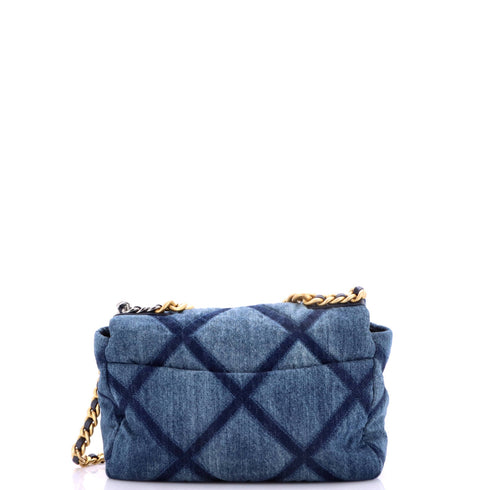 19 Flap Bag Quilted Denim Medium
