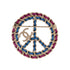 Chain Peace Sign CC Brooch Metal with Leather