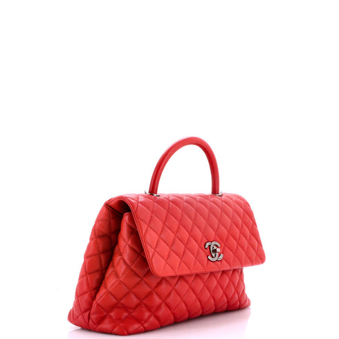Coco Top Handle Bag Quilted Caviar Medium