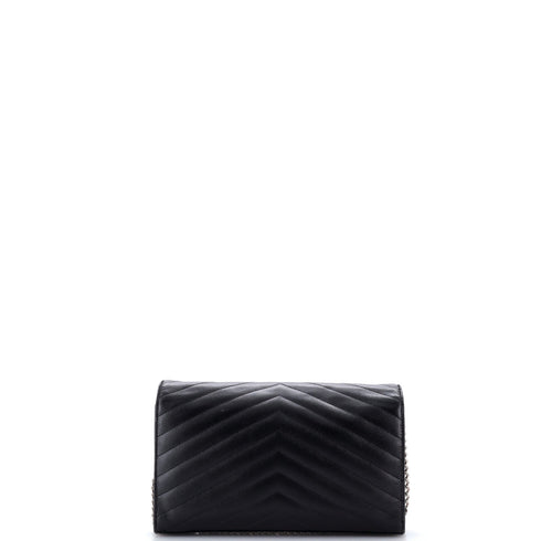 Classic Monogram Wallet on Chain Matelasse Chevron Leather Medium