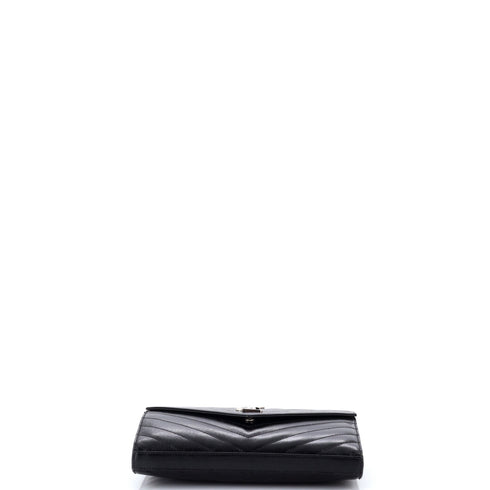 Classic Monogram Wallet on Chain Matelasse Chevron Leather Medium