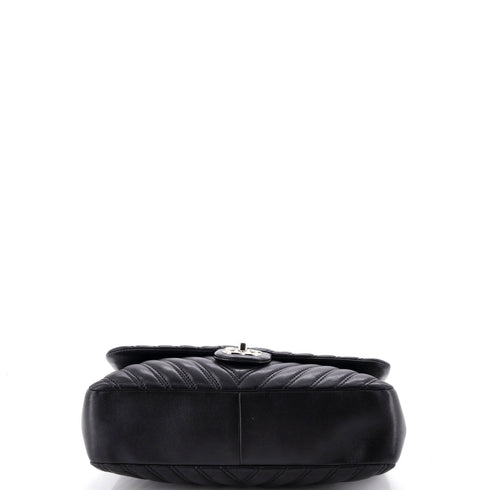 Double Stitch Flap Bag Chevron Lambskin Jumbo