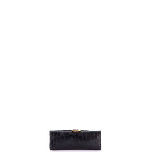 Hourglass Top Handle Bag Crocodile Embossed Leather XS