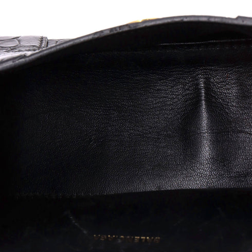 Hourglass Top Handle Bag Crocodile Embossed Leather XS