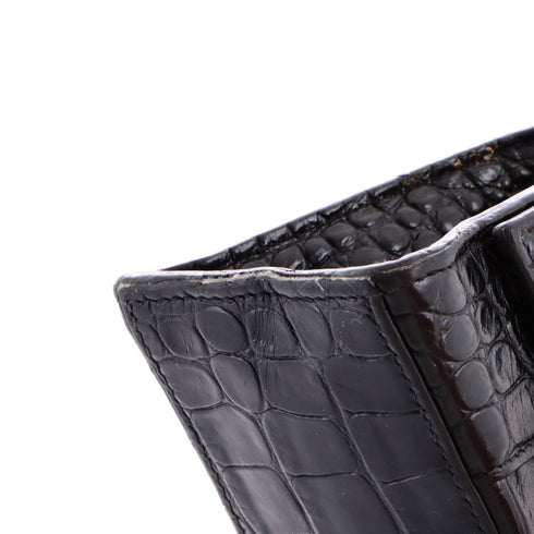 Hourglass Top Handle Bag Crocodile Embossed Leather XS
