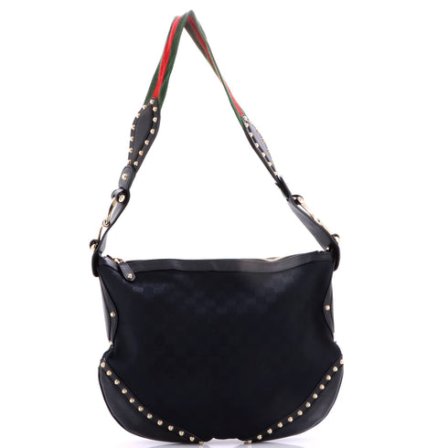 Pelham Web Hobo Studded GG Canvas Medium