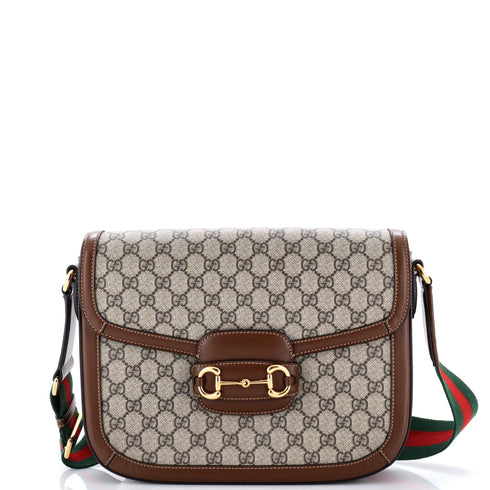Horsebit 1955 Shoulder Bag GG Coated Canvas with Leather Large