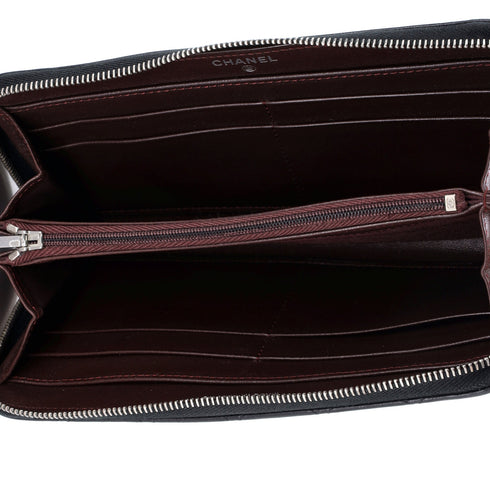 Zip Around Wallet Quilted Lambskin Long